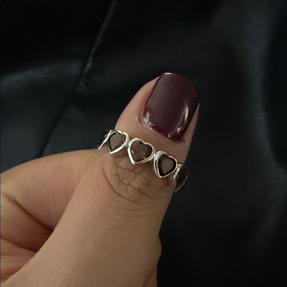 Garnet heart eternity band